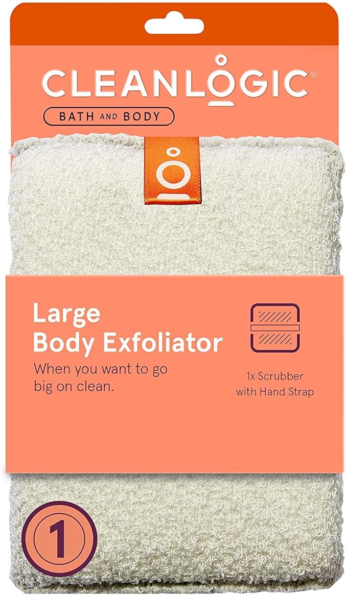كلين لوجيك مقشر الجسم Cleanlogic Bath & Body Exlayer Dryer، أداة تقشير قابلة لإعادة الاستخدام لبشرة ناعمة، روتين العناية اليومية بالبشرة، طبيعي، عدد واحد - Image 2